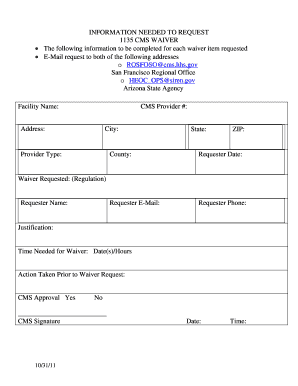 Cms 1135 Waiver Template  Form