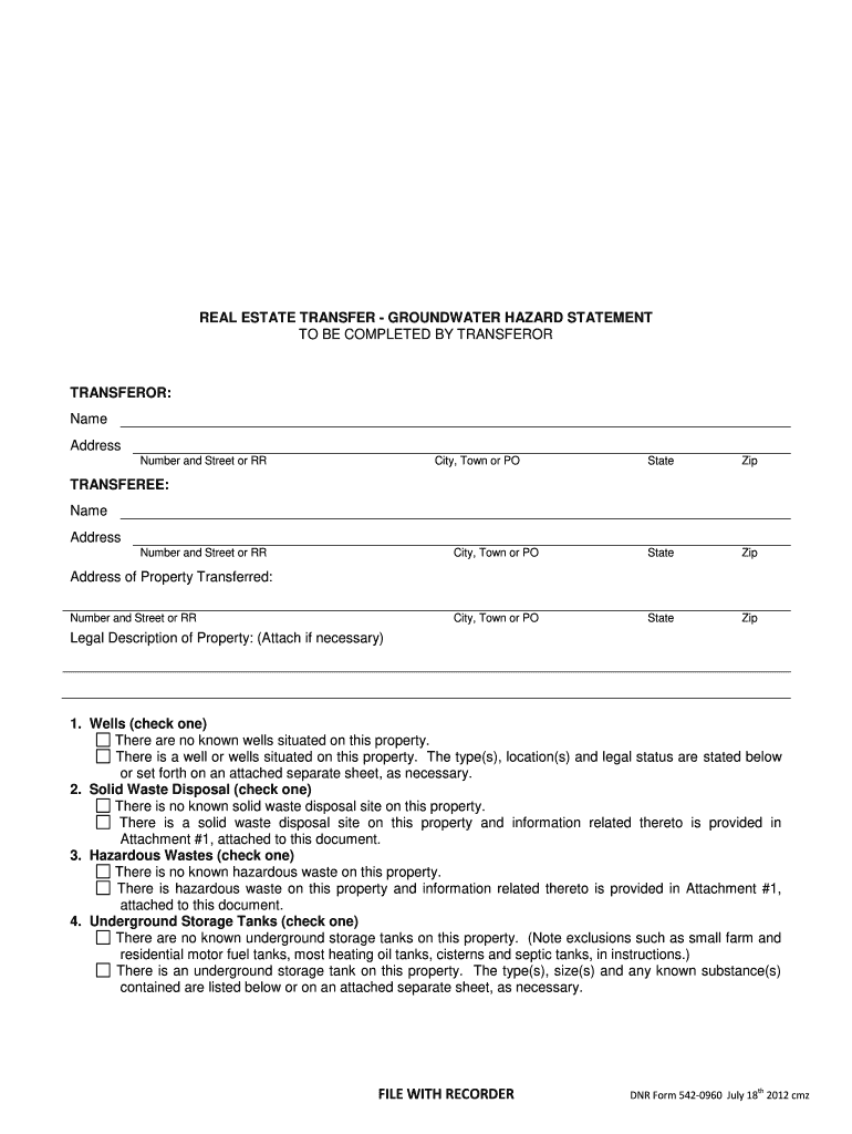  Iowa Groundwater Hazard Statement Fillable 2012-2024