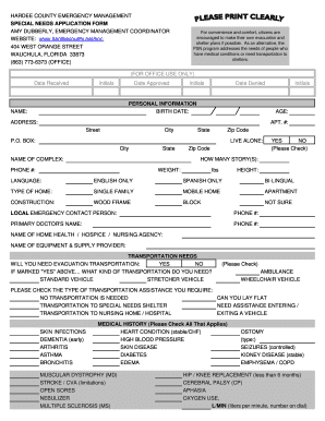 Application Form Needs