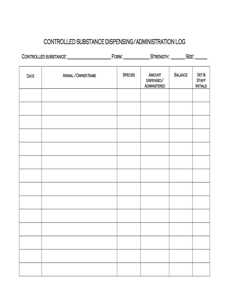 Controlled Log Dispensing  Form