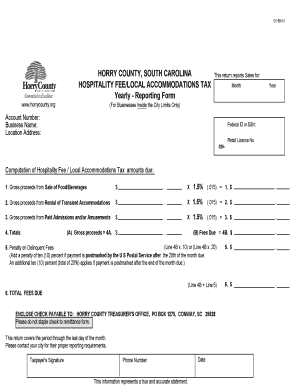 Horry County Hospitality Tax Form