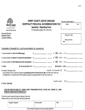 Quarterly Reporting Form Horry County Government Horrycounty