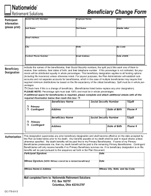 Nationwide Beneficiary Change Form