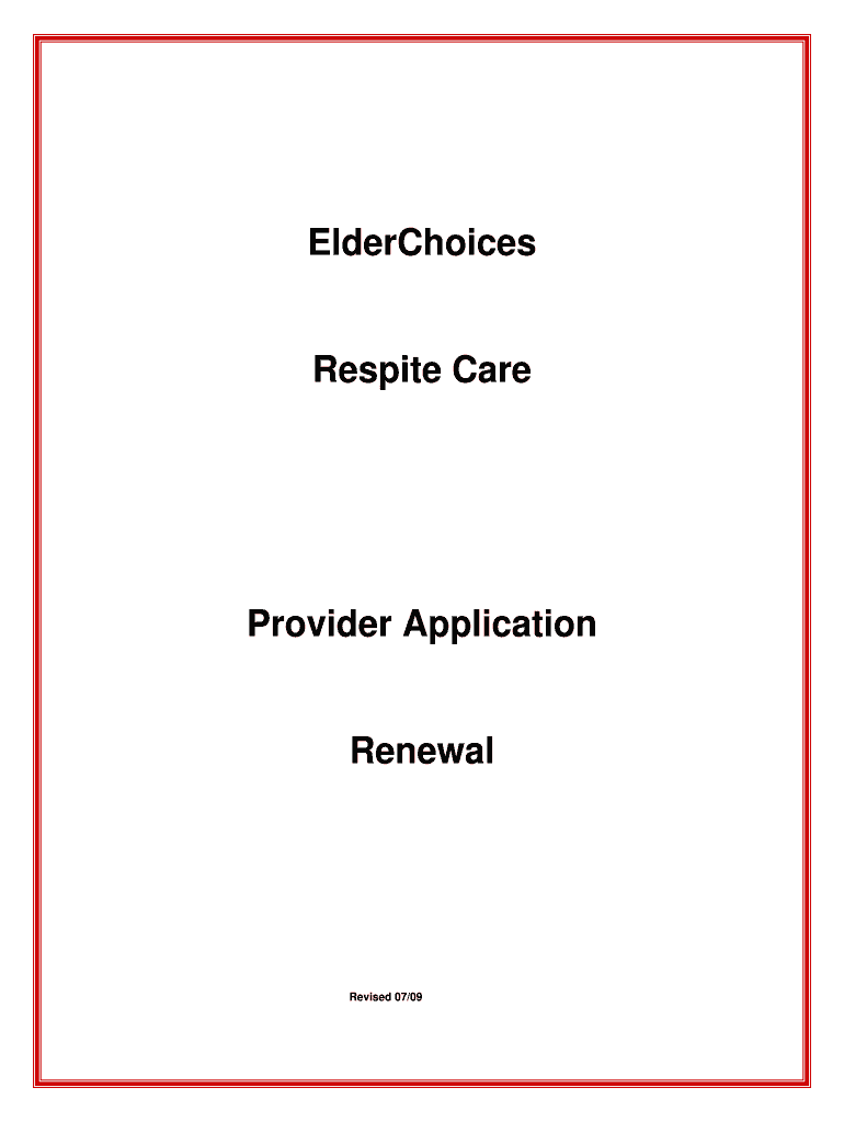  Ar Elderchoices Respite Form 2009-2024