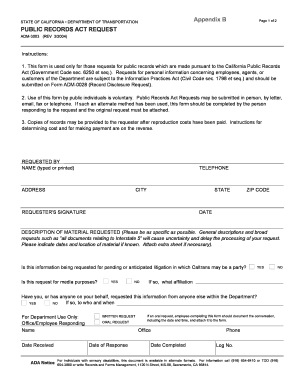 Caltrans Public Records Request  Form