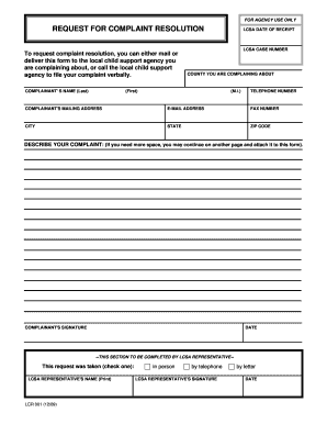 Complaint Resolution Form