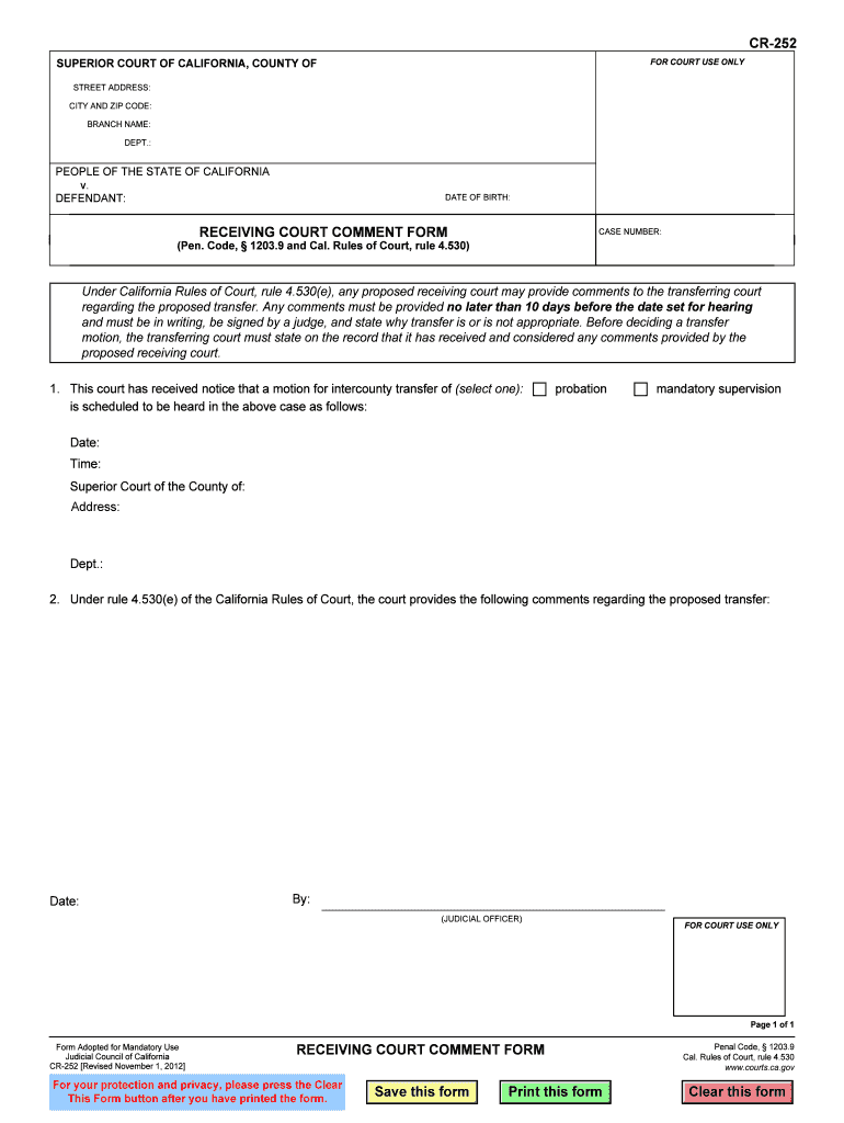 Cr 252  Form