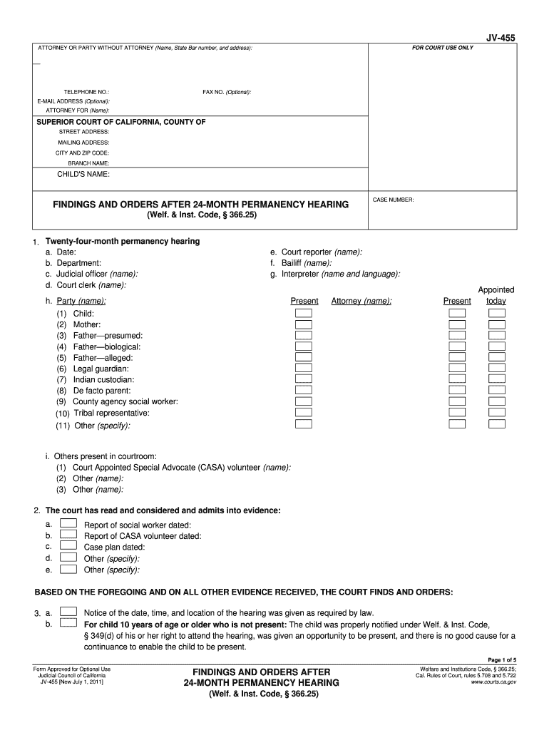  California Jv 455  Form 2011