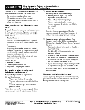  JV 464 INFO How to Ask to Return to Juvenile Court Jurisdiction and Foster Care Judicial Council Forms Courts Ca 2012