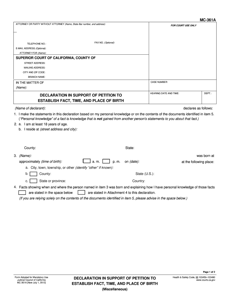  Judicial Council Forms Mc361 and Mc361a 2012-2024