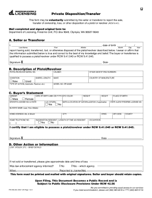 Washington State Pistol Transfer Form