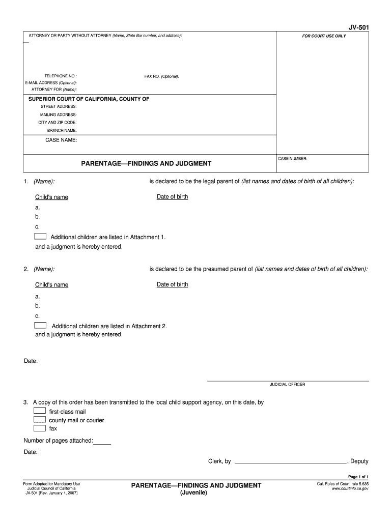 Jv 501  Form