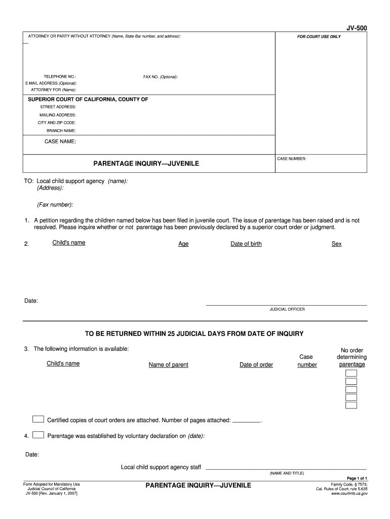 Jv 500  Form