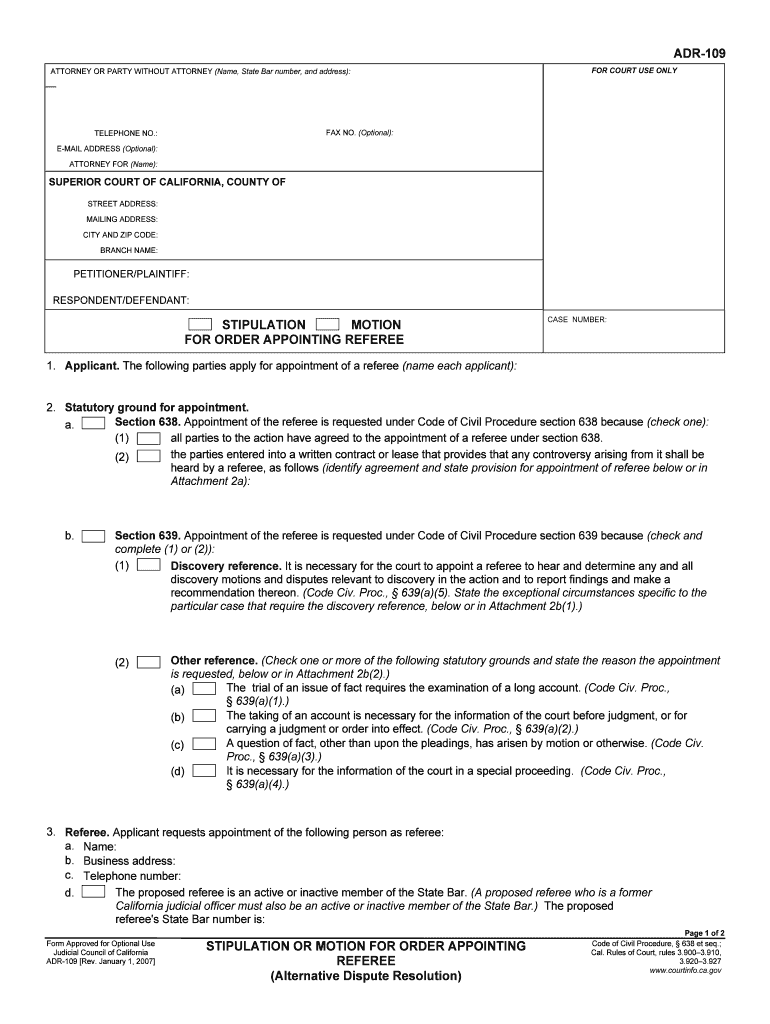 California Stipulation Motion  Form