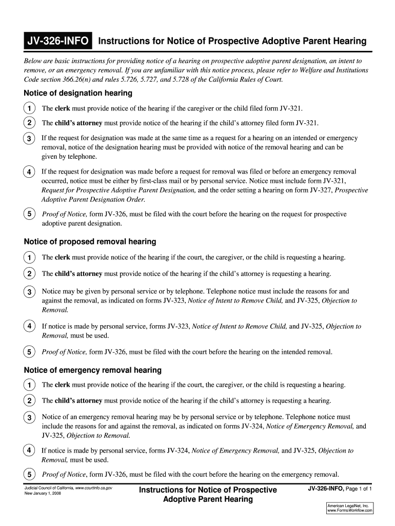  JV 326~2 OFM Judicial Council Forms  Courts Ca 2008