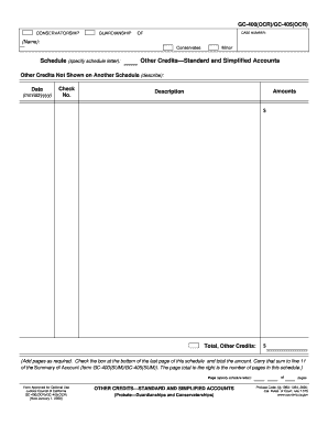 GC 400OCR GC 405OCR Other Credits Standard and Simplified Accounts Judicial Council Forms