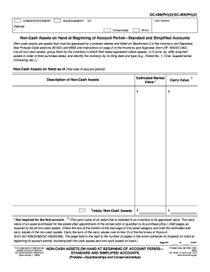 GC 400PH2 GC 405PH2 Non Cash Assets on Hand at Beginning of Account Period Standard and Simplified Accounts Judicial Council for  Form