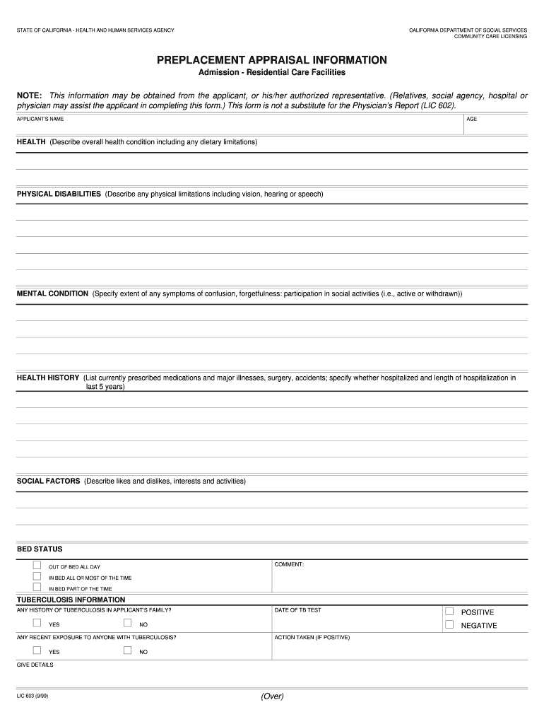 Pre Placement Appraisal  Form