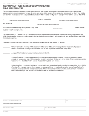 Tube Care Consentverification Child Care Facilities California Cdss Ca  Form