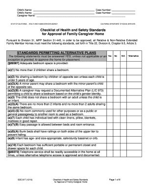 SOC817final PDF Checklist of Health and Safety Standards for Approval of Caregiver Home Cdss Ca  Form