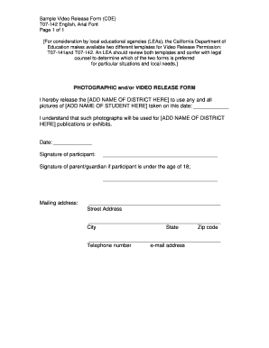 Video Release Form Template