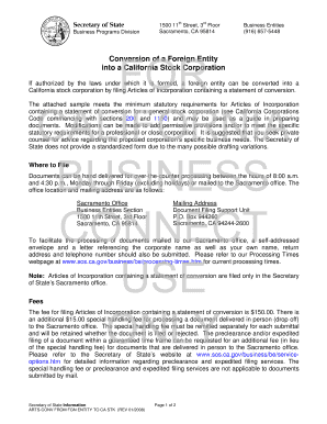 Conversion of a California Llc into a California Stock Corporation Fillable Form