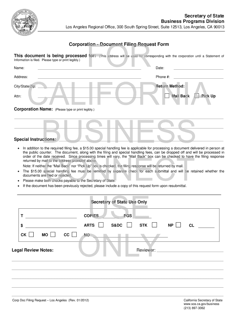 Sec of State  Form