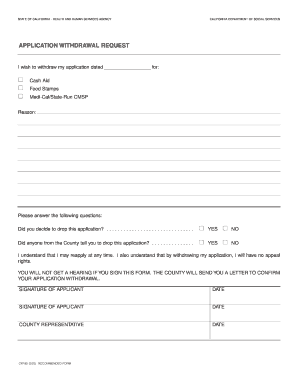 Withdraw Calfresh Application  Form