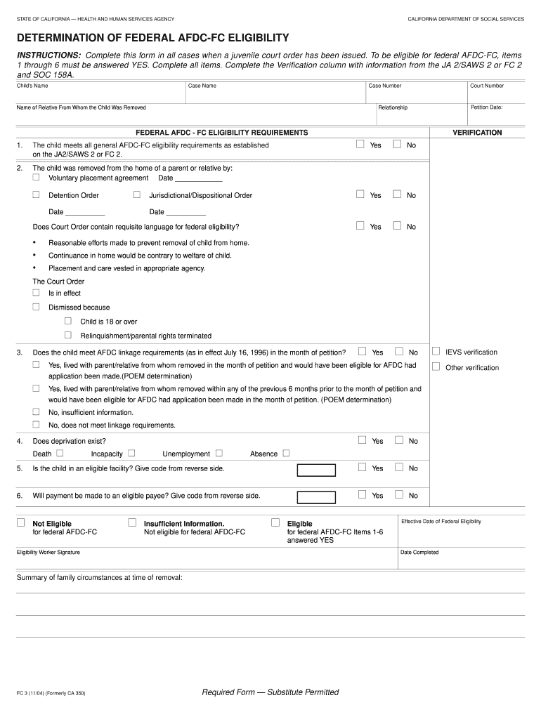 Federal Afdc Fc  Form