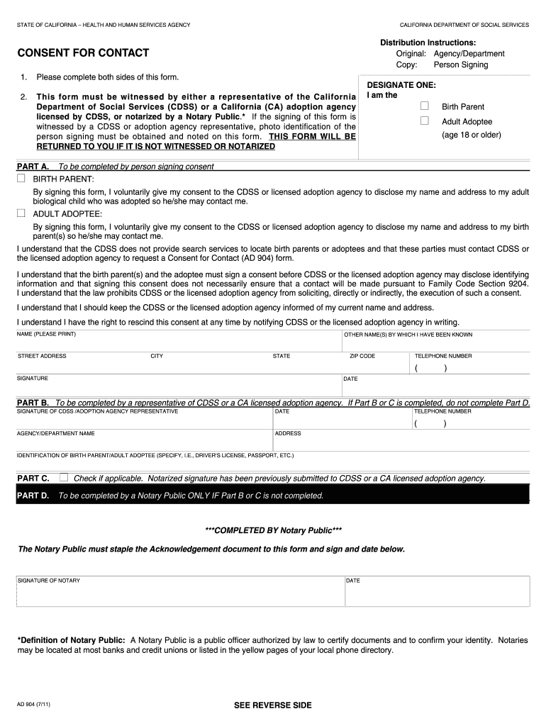  California Consent Form 2011-2024