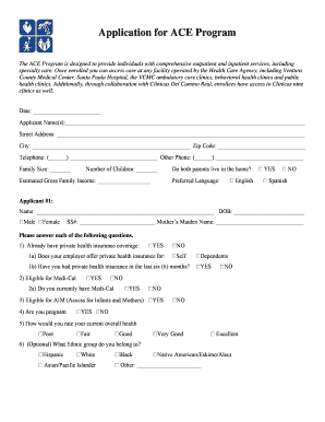 Online Application for Ace Program Ventura County Form