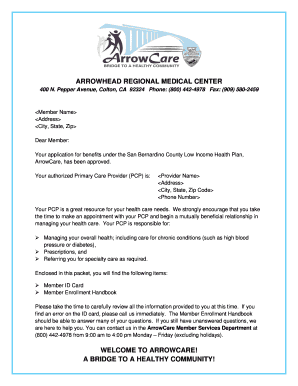 Arrowhead Regional Medical Center Colton Ca Letter Form