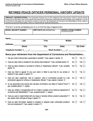 Cdcr Personal History Update  Form