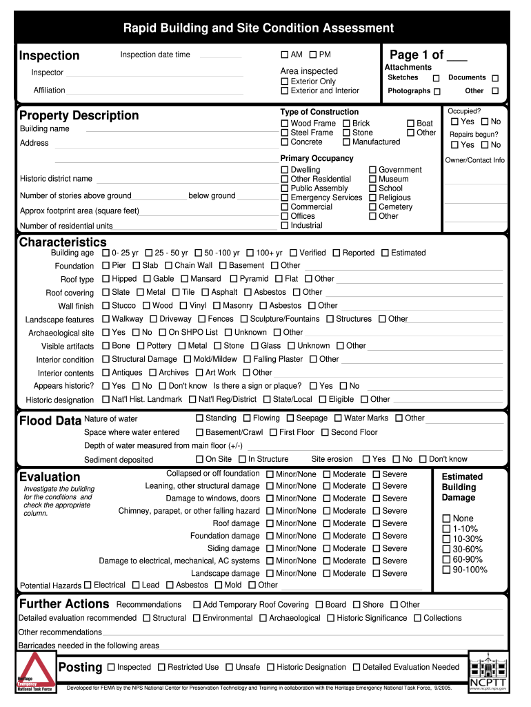  Building & Site Assessment Form Final to PDF Fp5  National Center    Parks Ca 2005-2024