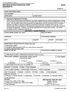 Finalized Intake for Hicap Form