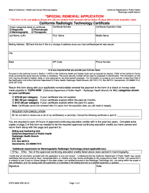 Info Needed for Cdph 8200 Sra Iii  Form