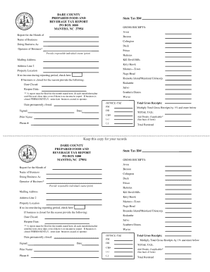 Dare County Prepared Food Tax Form