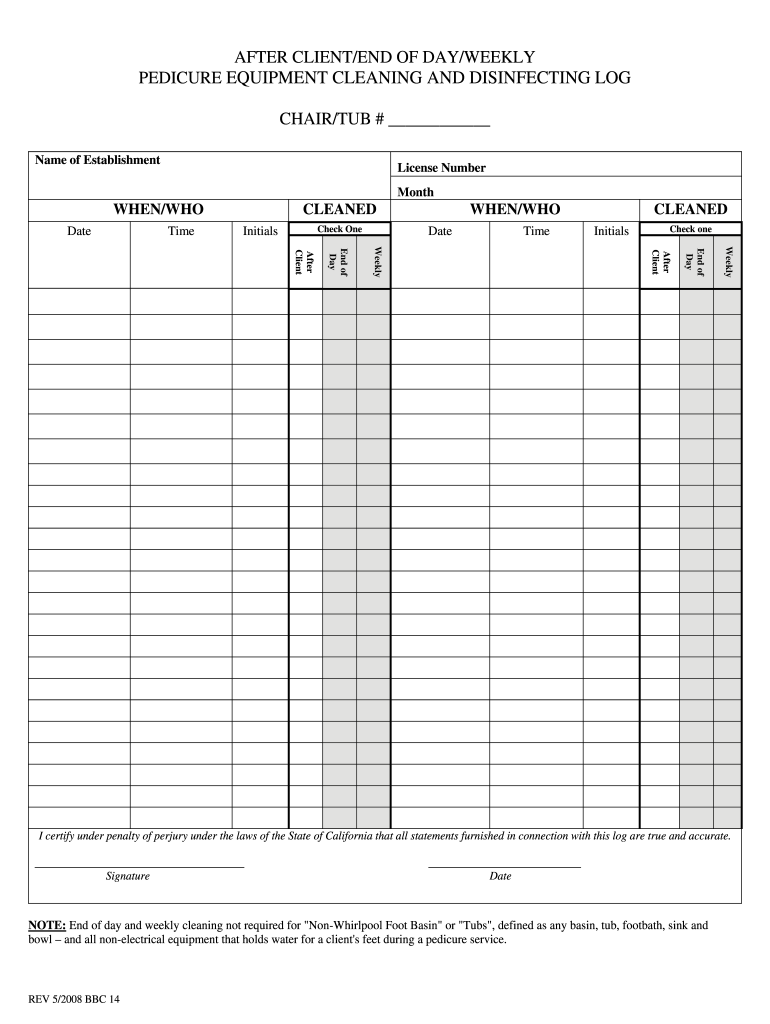 Get and Sign Cleaning Log 2008-2022 Form