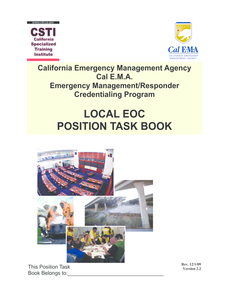 Get and Sign Local Eoc Position Task Book  California Emergency Management    Calema Ca 2009-2022 Form