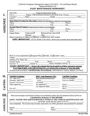 Cal Ema Form 161