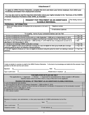 Request for Treatment as an Assistance Eligible Individual Form
