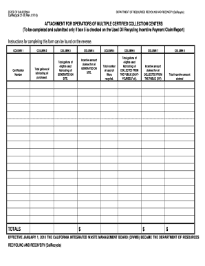 Calrecycle Ca Gov Attachment for Operators of Multiple Certified Collection Centers  Form