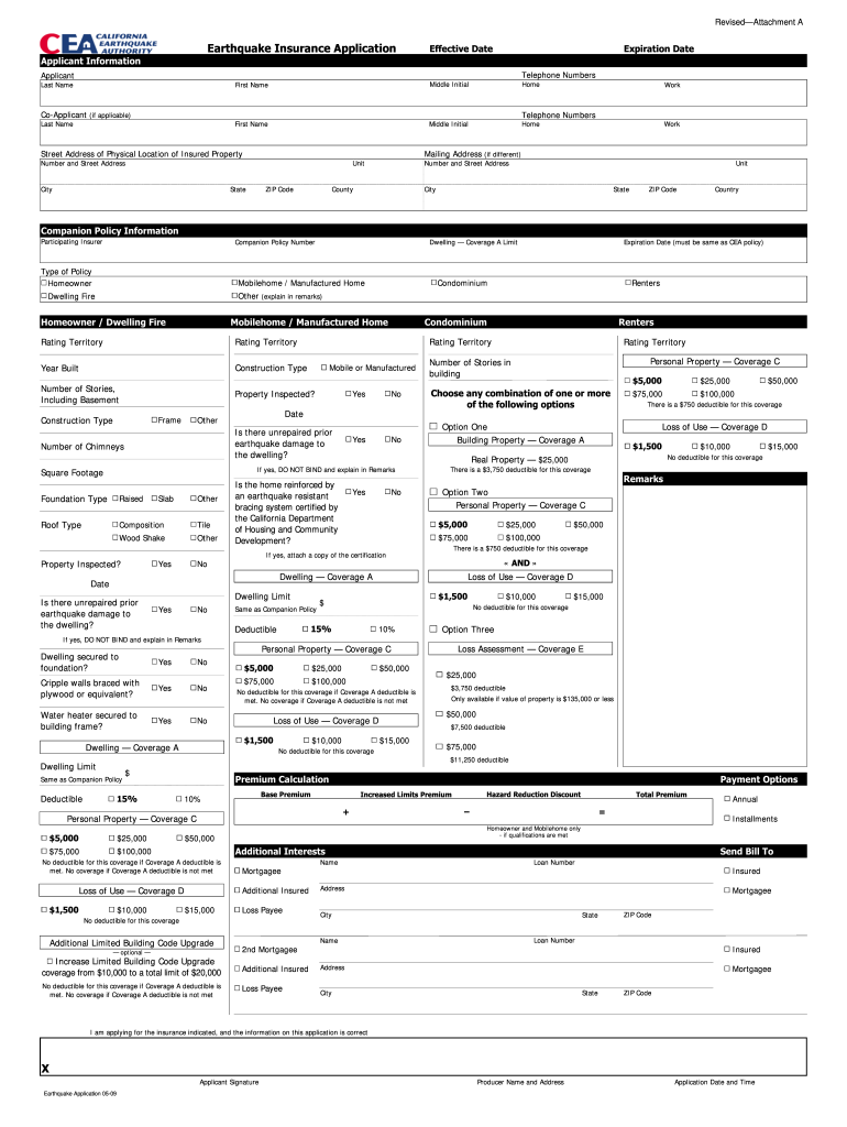 California Earthquake Forms