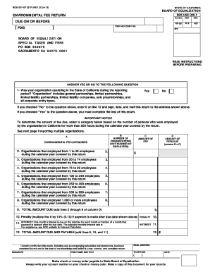 California Environmental Fee Return File Online  Form