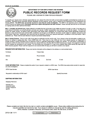 Public Records Request Form DFEH State of California Dfeh Ca