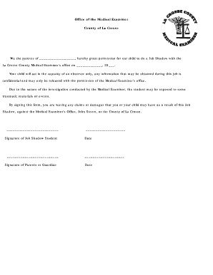Proof of Job Shadowing Letter  Form