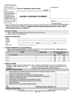 FA 4138 Income and Asset Statement La Crosse County  Form