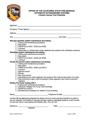 Form AES 11 L Checklist Rev 9 19 09 DOC 00005628 DOC 1 Osfm Fire Ca