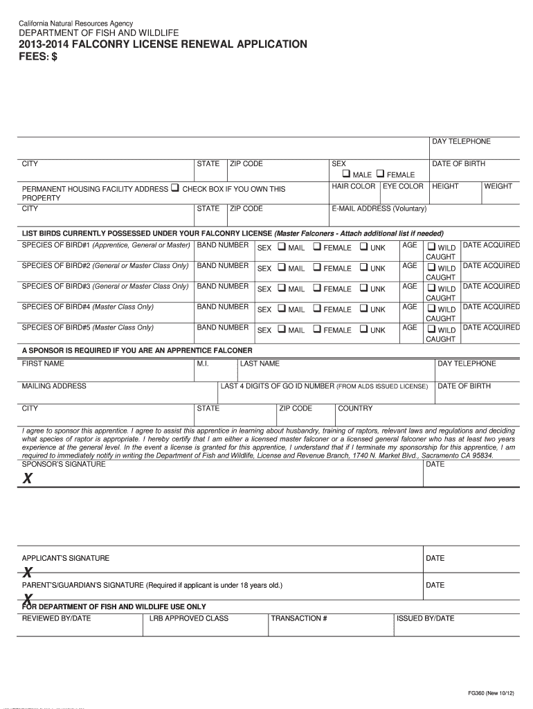  Ca Falconry Permit Number Form 2013