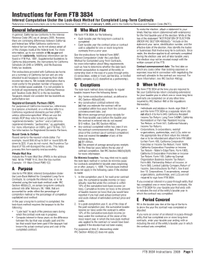 Instructions for Form FTB 3834 California Franchise Tax Board Ftb Ca